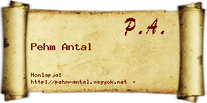 Pehm Antal névjegykártya